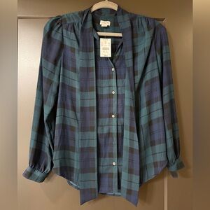 J. Crew Blue and Black Plaid Shirt